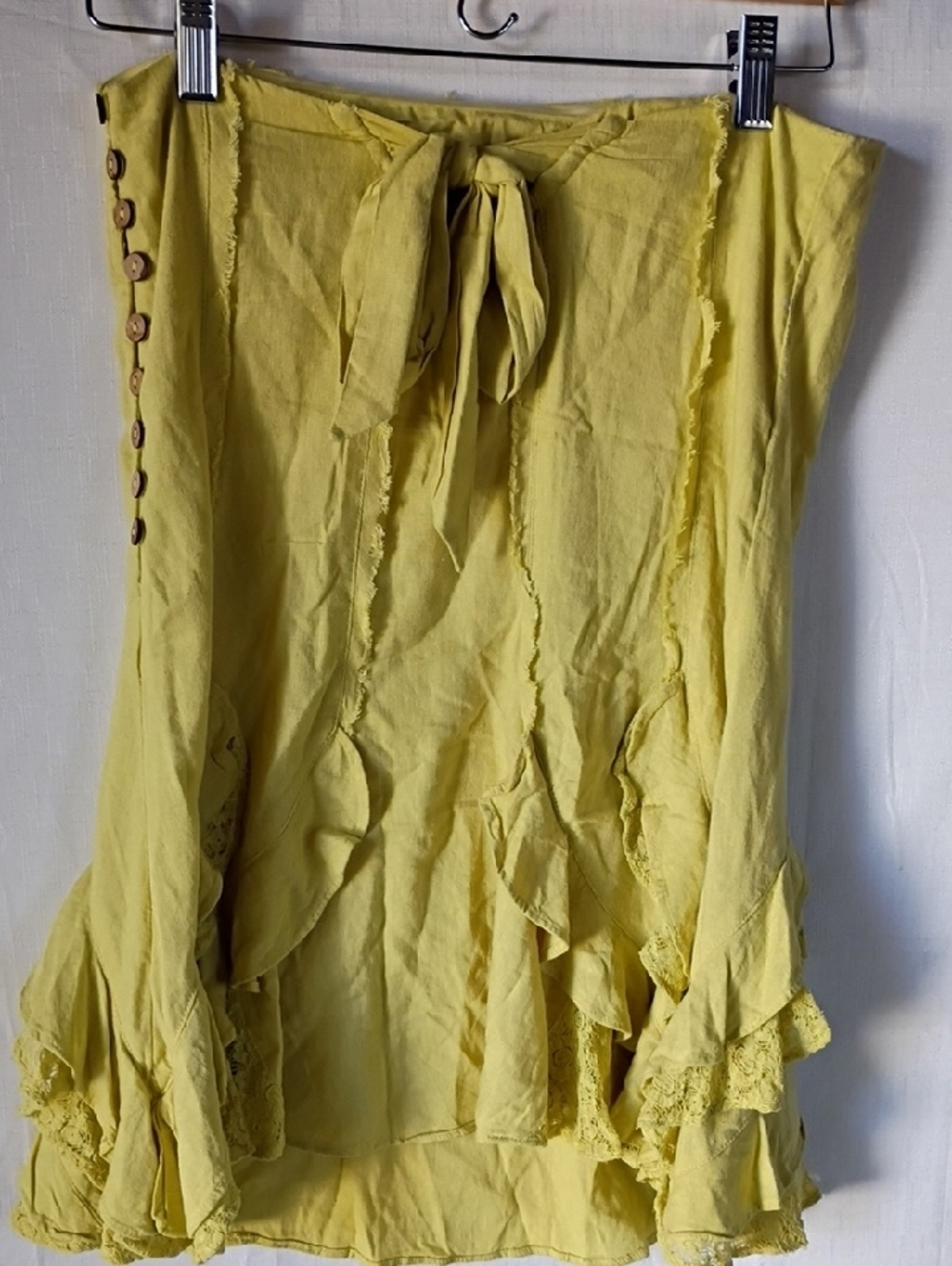 Free People Women's Summer Serenade Mini Dress Ruffled Linen Size XS - Picture 6 of 11